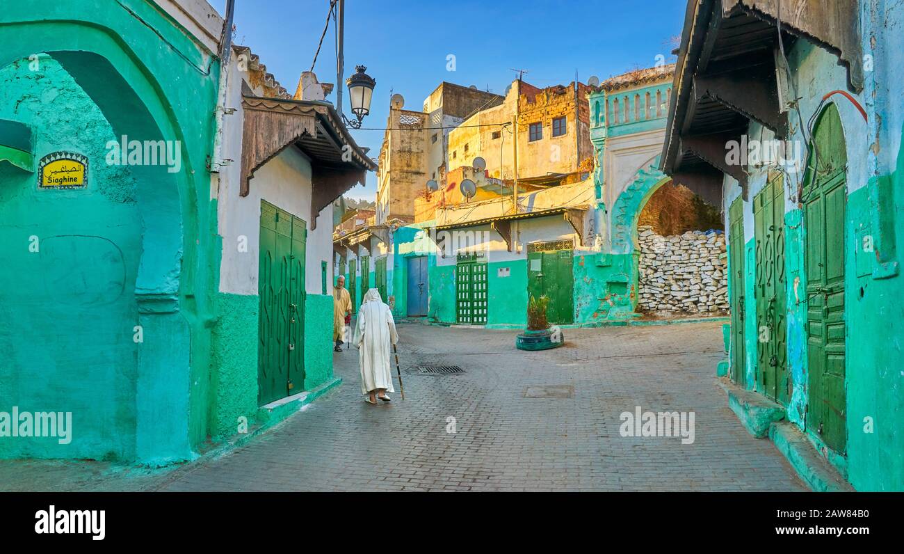 Wazzan (Ouezzane) Médina, Maroc Banque D'Images