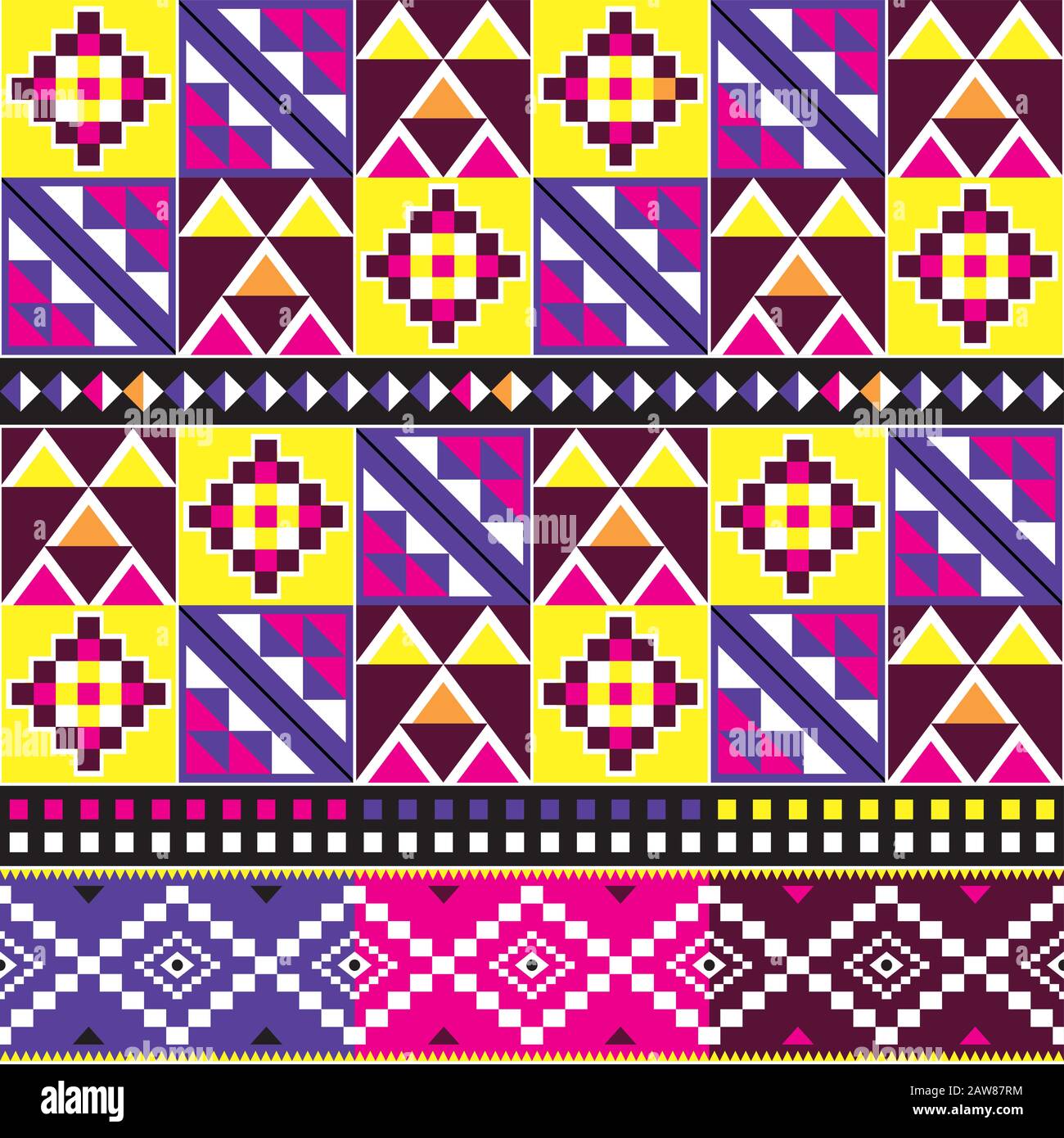 Motif vectoriel en tissu Tribal Kente, design africain sans couture avec  des formes géométriques inspirées par des tissus ou des textiles  traditionnels du Ghana connus sous le nom de Image Vectorielle Stock -