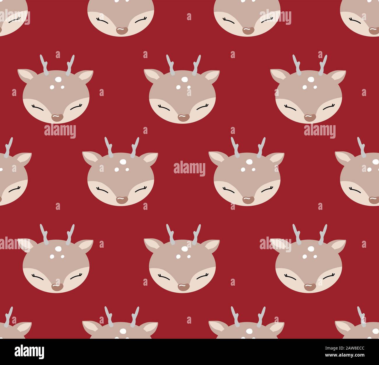 Joli motif cartoon sans coutures avec cerf. Illustration Dessinée À La Main De Deer. Drôle Joyeux Motif De Noël. Banque D'Images