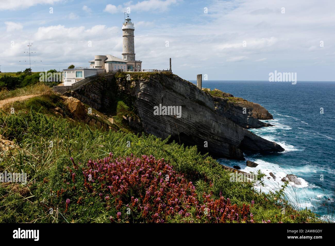 Phare De Cabo Mayor Cantabria Banque D'Images