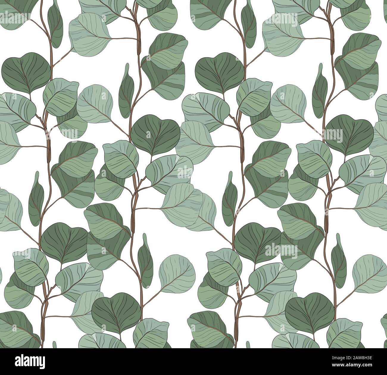 Motif sans couture à l'eucalyptus. Illustration de Vecteur