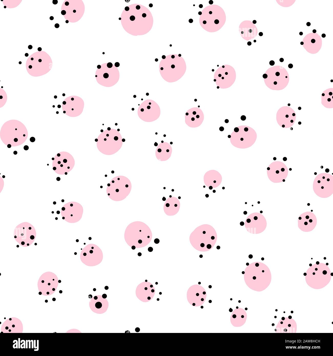 Arrière-plan parsemé de gribouille rose répétitif. Arrière-plan cercles et arrondis. Illustration de Vecteur