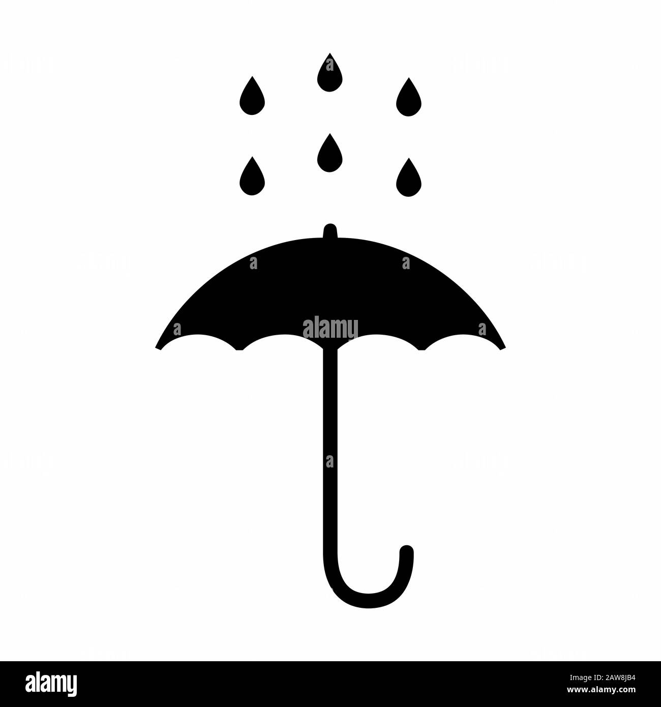 Icône pluie et parapluie Illustration de Vecteur