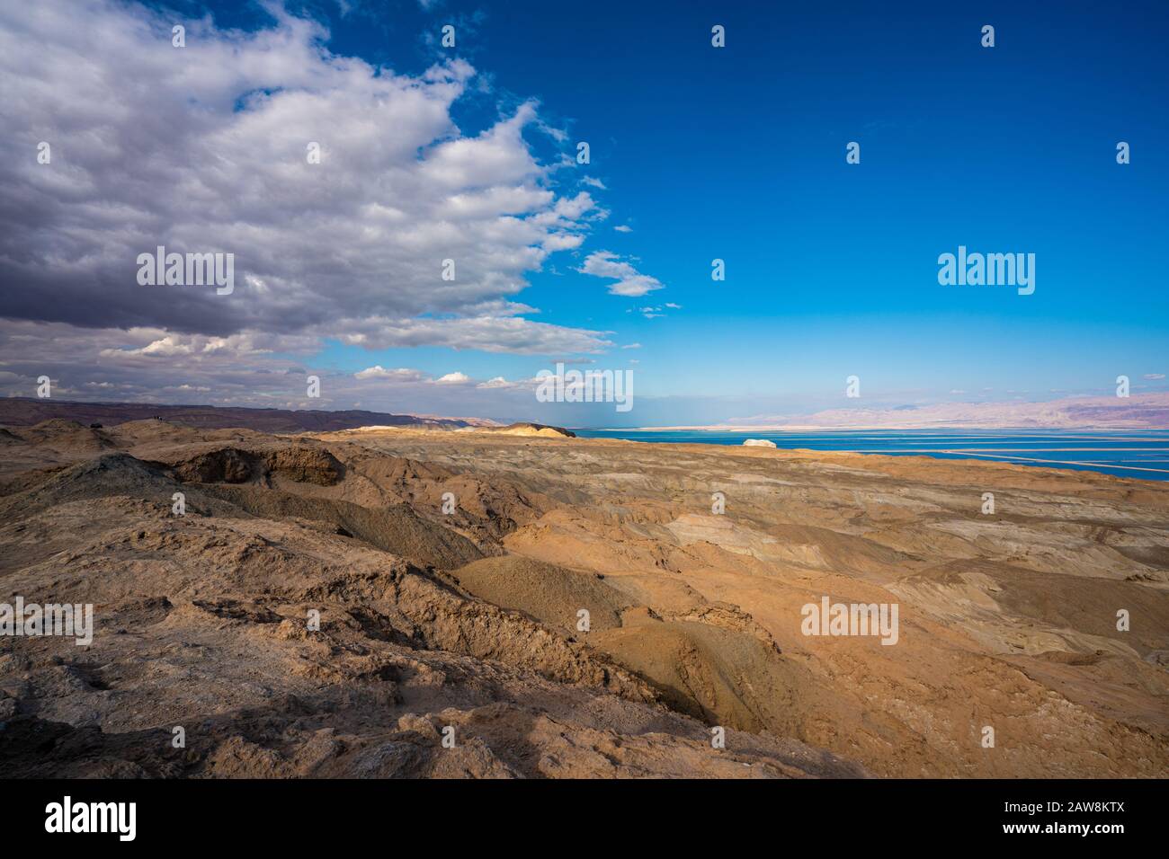 Photographie aérienne du mont Sdom dans le bassin sud de la mer Morte, Israël Banque D'Images