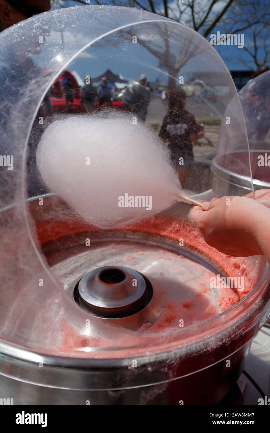 Candy Floss, Cotton Candy ou Fairy Floss sont expectorés à la foire scolaire de la Journée nationale du spectacle à l'école Silverdale de Silverdale, près d'Auckland, Nouvelle-Zélande Banque D'Images