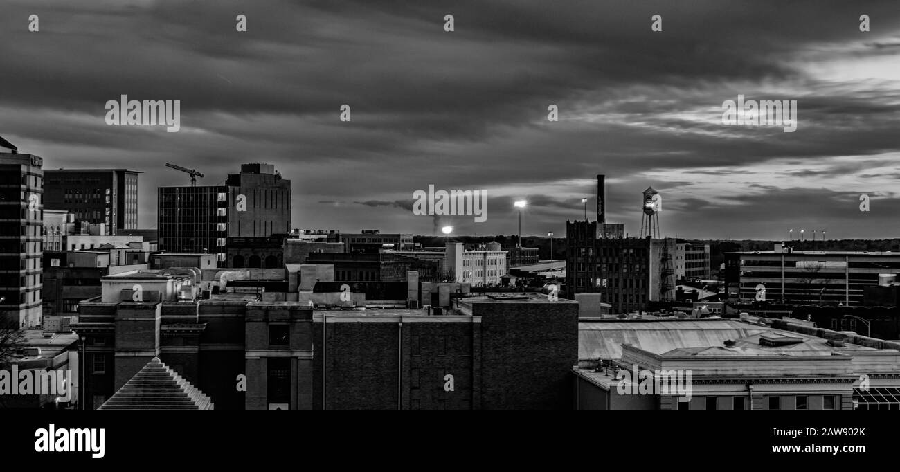 Horizon de Durham la nuit, noir et blanc Banque D'Images