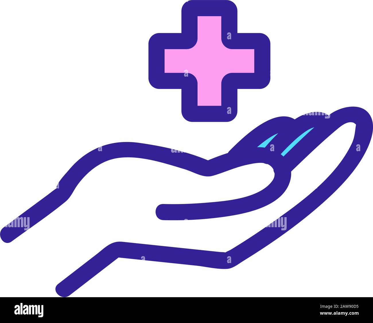 vecteur d'icône de main et de croix. Illustration du symbole de contour isolé Illustration de Vecteur