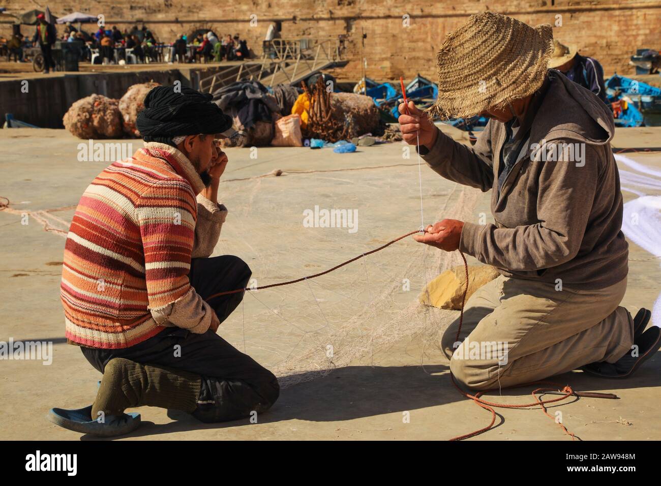 Les filets de pêche à Essaouira, Maroc Banque D'Images