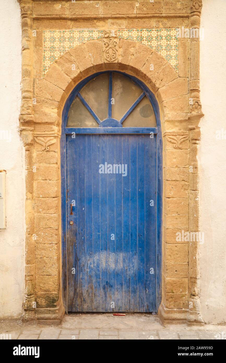 Porte marocaine bleue Banque D'Images