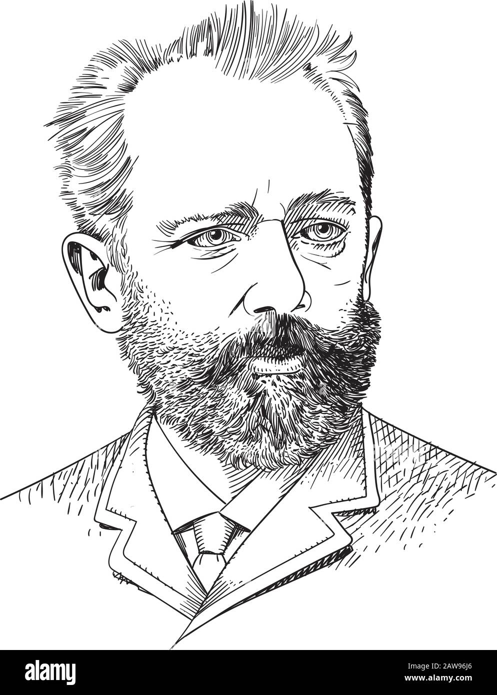 Pyotr Ilyich Tchaikovsky était compositeur russe de la période romantique. Illustration de Vecteur