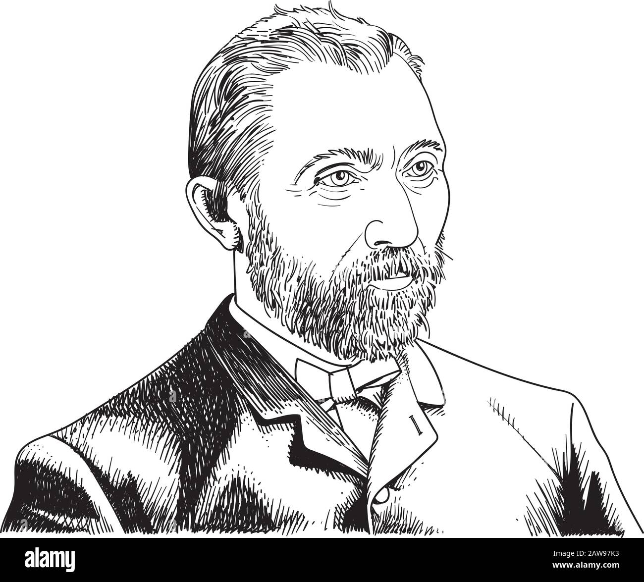Illustration vectorielle du peintre Vincent Van Gogh dans le style de dessin animé. Illustration de Vecteur