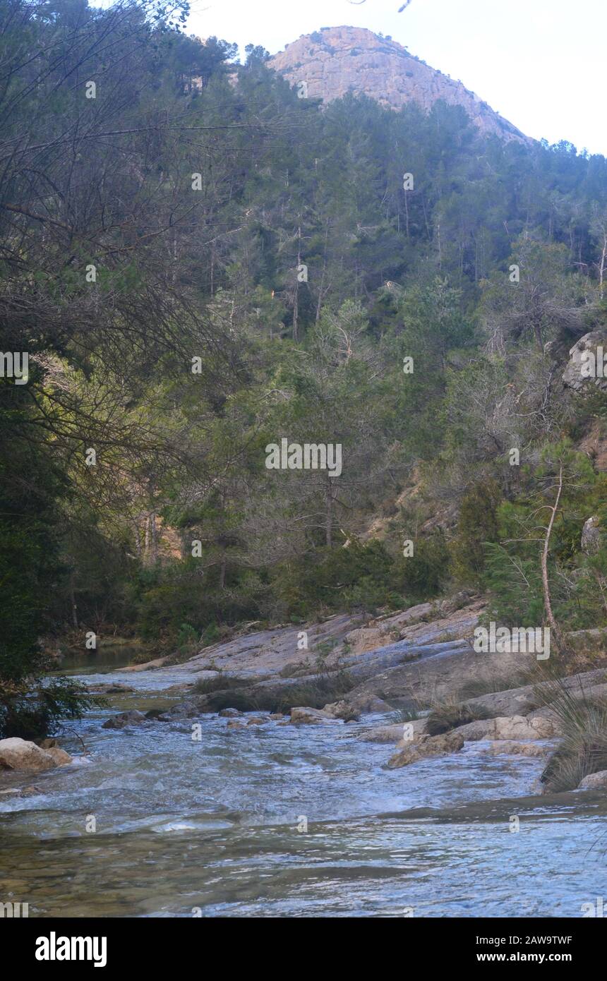 Les Algars, une rivière de montagne méditerranéenne préservée dans le parc naturel des ports d'Els, Catalogne Banque D'Images