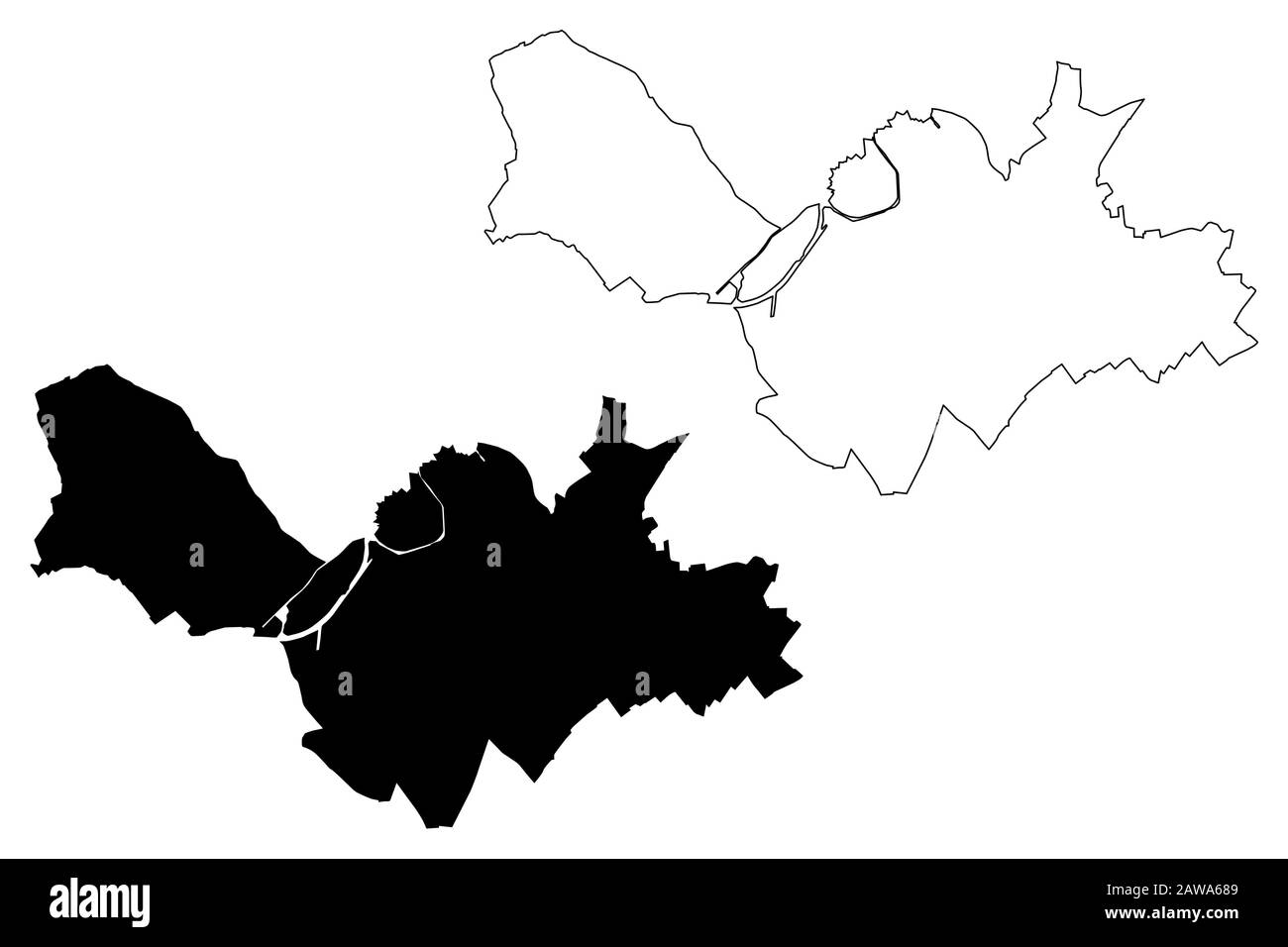 Lille City (République française, France) illustration vectorielle de carte, esquisse de griffonnage carte de la ville de Lille Illustration de Vecteur