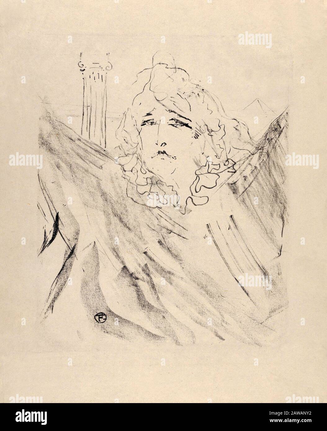 1898, FRANCE : la plus célèbre actrice de théâtre française SARAH BERNHARDT ( 1844 - 1923 ) , portrait d'Henri de Toulouse-Lautrec ( 1864 - 1901 ). - Banque D'Images