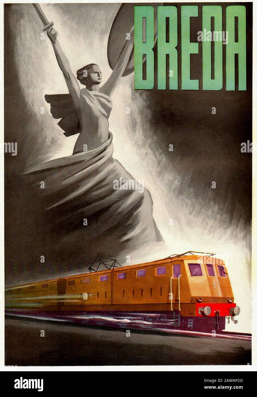 1940 , ITALIE : Publicité pour les locomotives de chemin de fer BREDA - Pubblicità à - TRENO - TRENI - TRAIN - FERROVIE - FERROVIA - LOCOMOTORE - LOCOMOTIVA - ANN Banque D'Images