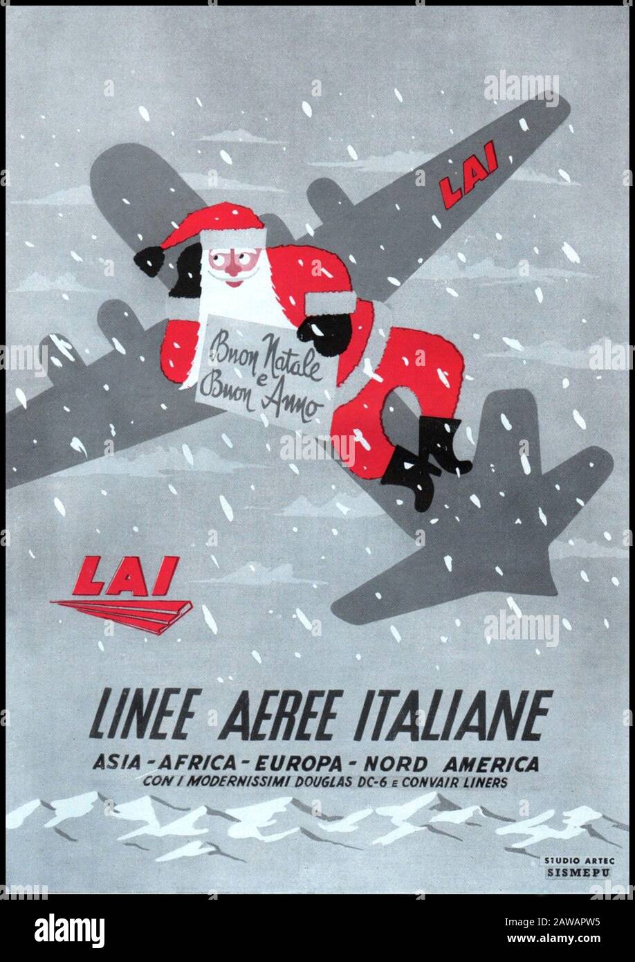1953 , ITALIE : la publicité italienne pour la pubblica LAI ( LINEE AEREE ITALIANE ). Linee Aeree Italiane (abbreviato LAI) è stata una compagnia Banque D'Images