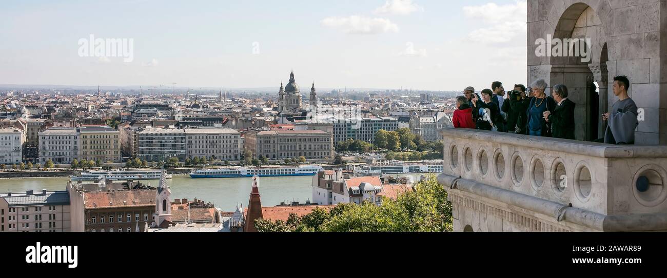 Vue sur Budapest, Hongrie depuis le quartier du Château Banque D'Images