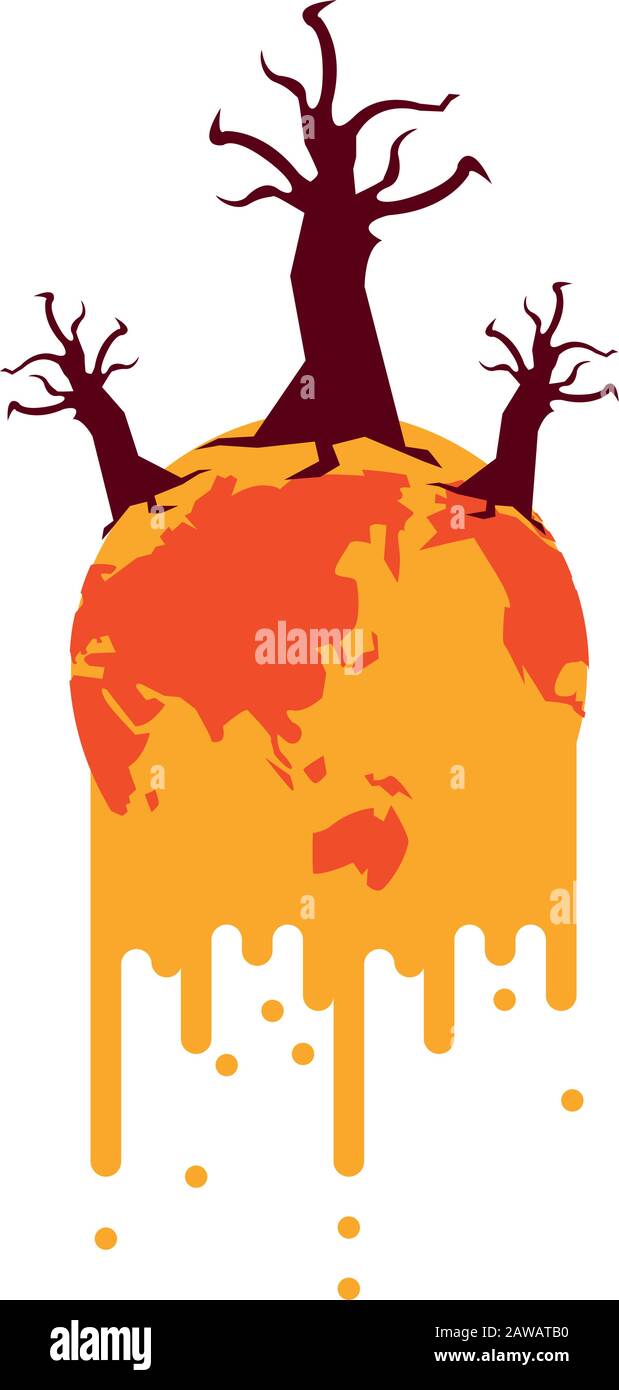 la planète mondiale fond avec des arbres secs réchauffement de la planète Illustration de Vecteur