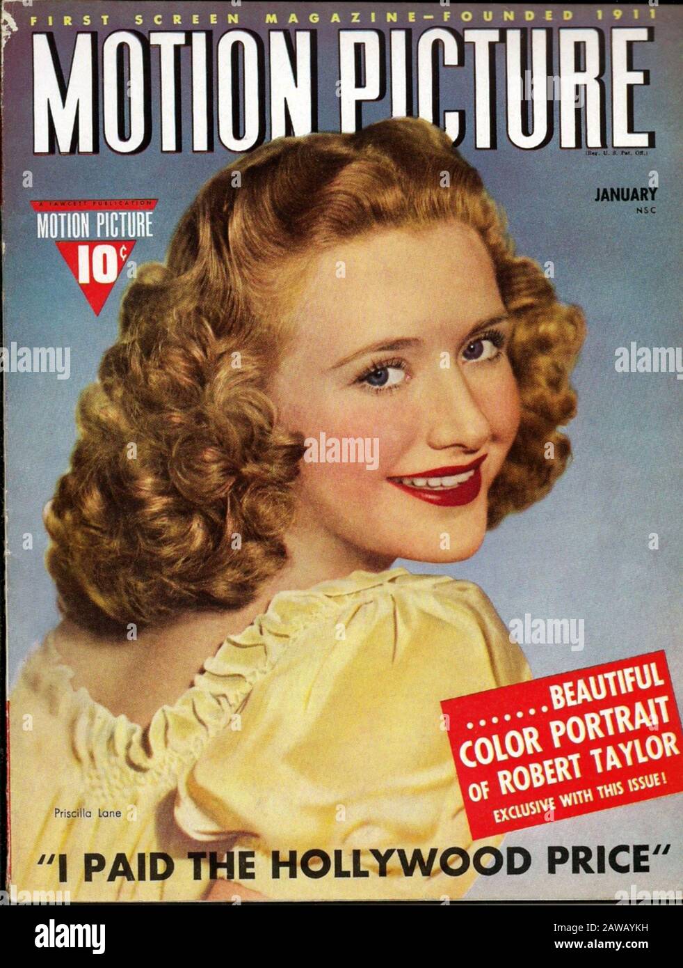 1940 , Etats-Unis : L'actrice DE cinéma PRISCILLA LANE ( 1915 - 1995 ) sur la couverture des fans de films américains film FILM FILM FILM FILM FILM FILM FILM PICTURE , janvier 1940 - CINÉMA - portrait - Banque D'Images