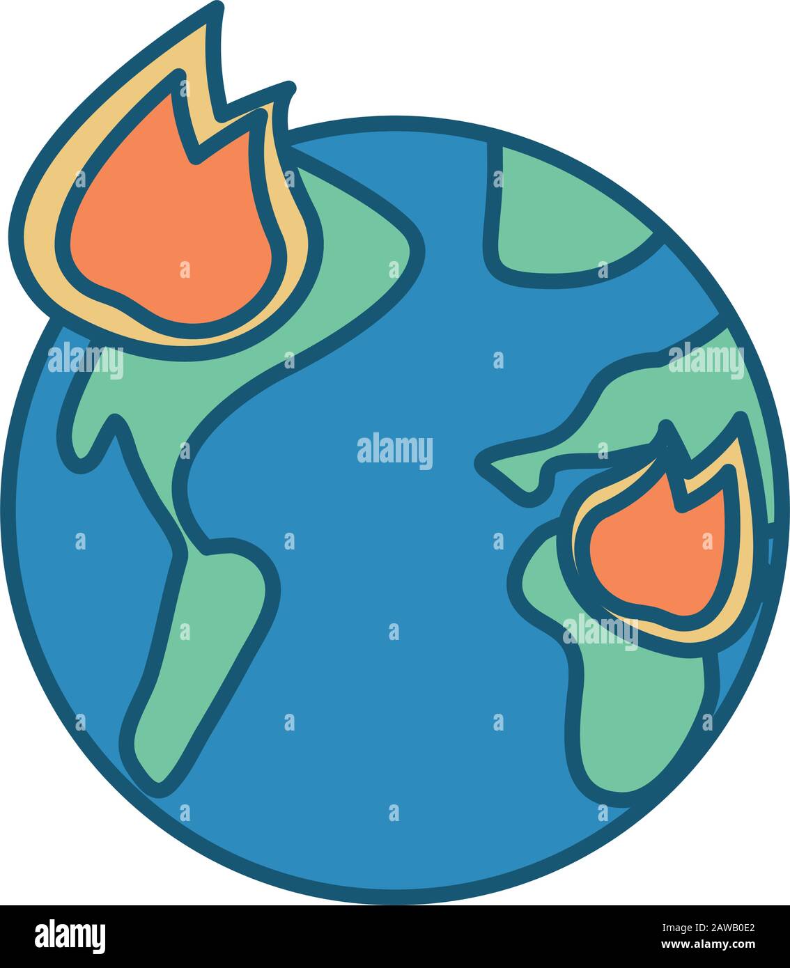 planète mondiale terre avec flammes de feu Illustration de Vecteur