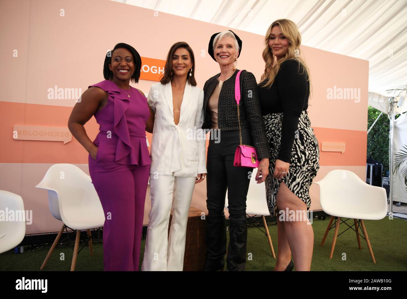 (L-R) Angélique Jackson, Camila Coelho, Maye Musk et Hunter McGrady Portrait à #Blogher20 Health à Rolling Greens le 1er février 2020 à Los Angeles, Californie. Banque D'Images