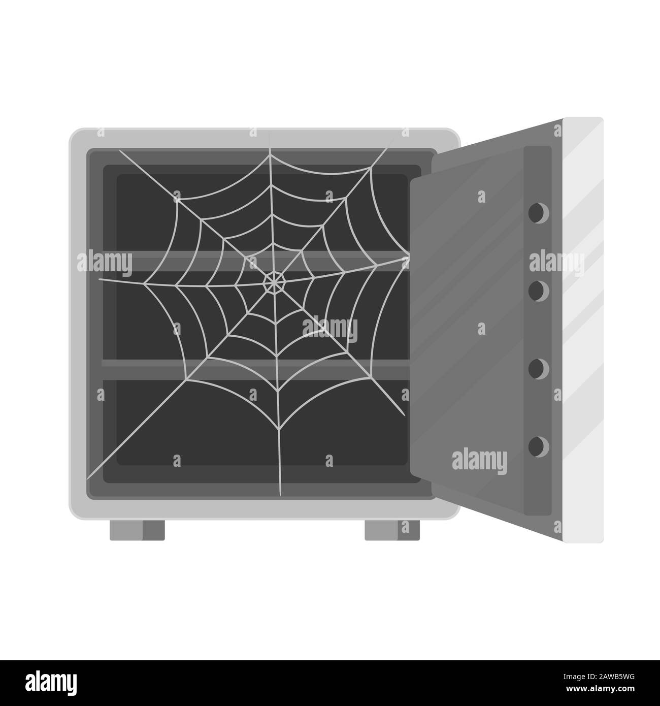 Ouvrez un coffre-fort vide avec une toile d'araignée à l'intérieur Illustration de Vecteur