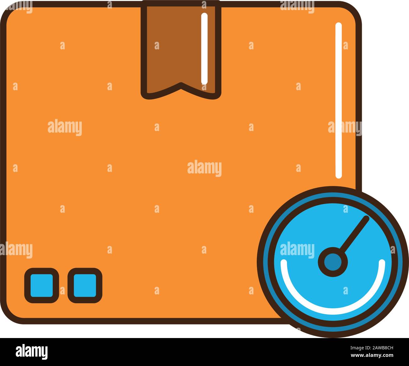 boîte en carton chronomètre service de vitesse fret livraison vecteur ligne d'illustration et de remplissage Illustration de Vecteur