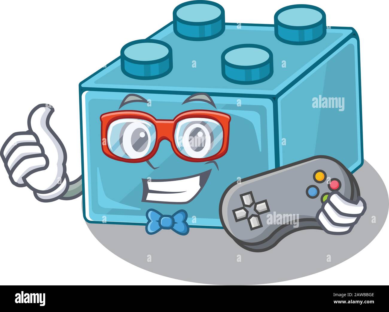 Smiley gamer lego jouets en briques dessin animé style mascotte Illustration de Vecteur