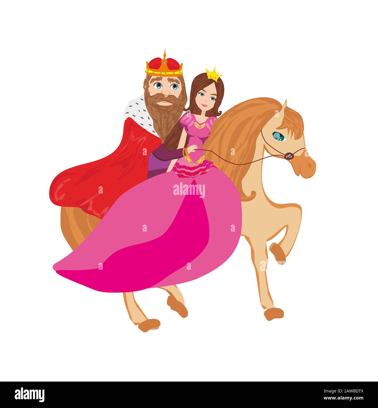 roi et reine sur cheval - illustration isolée Illustration de Vecteur