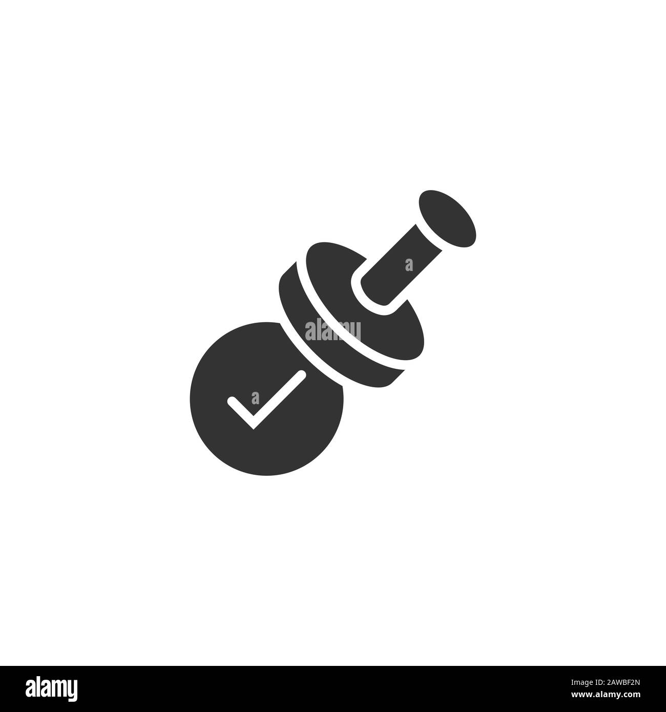 Approuver l'icône d'embouti en style plat. Accepter la coche illustration vectorielle sur fond blanc isolé. Concept commercial de choix d'approbation. Illustration de Vecteur