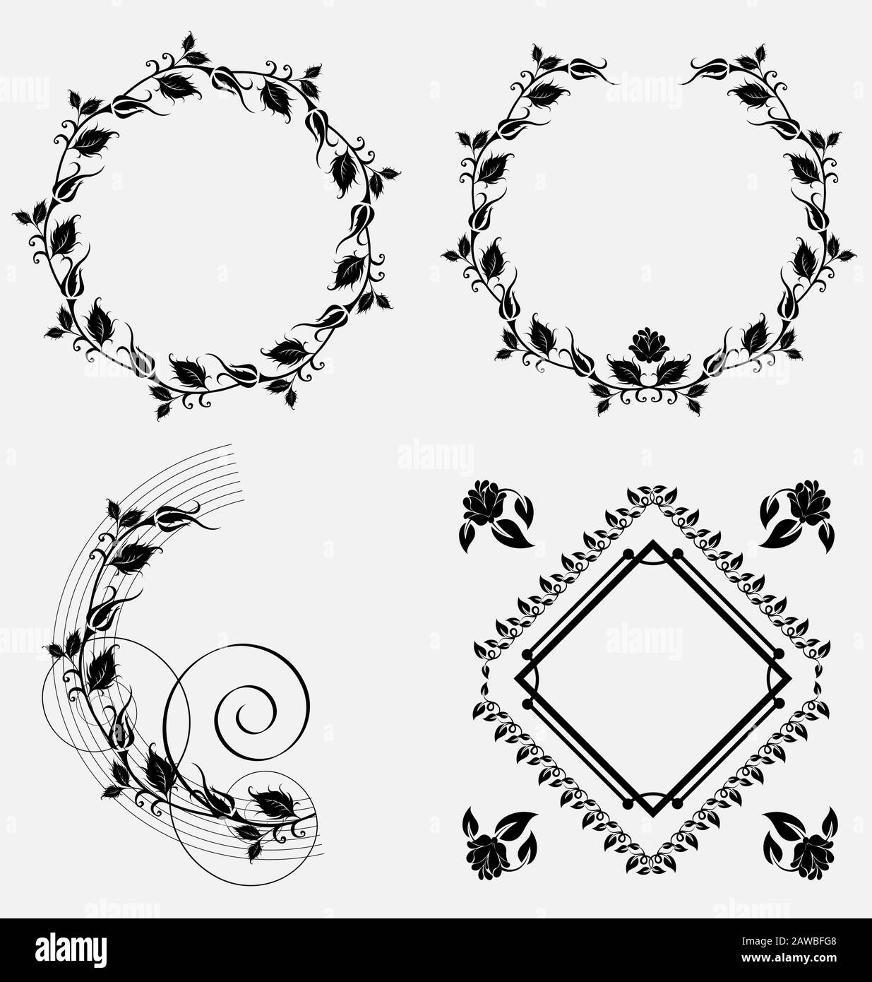 Collection créative d'éléments décoratifs à cadre décoratif Illustration de Vecteur