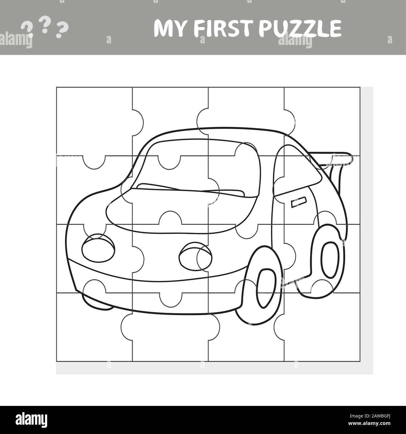 Dessin animé Illustration du jeu de Puzzle pour enfants d'âge préscolaire  avec voiture - Mon premier puzzle et livre de coloriage Image Vectorielle  Stock - Alamy