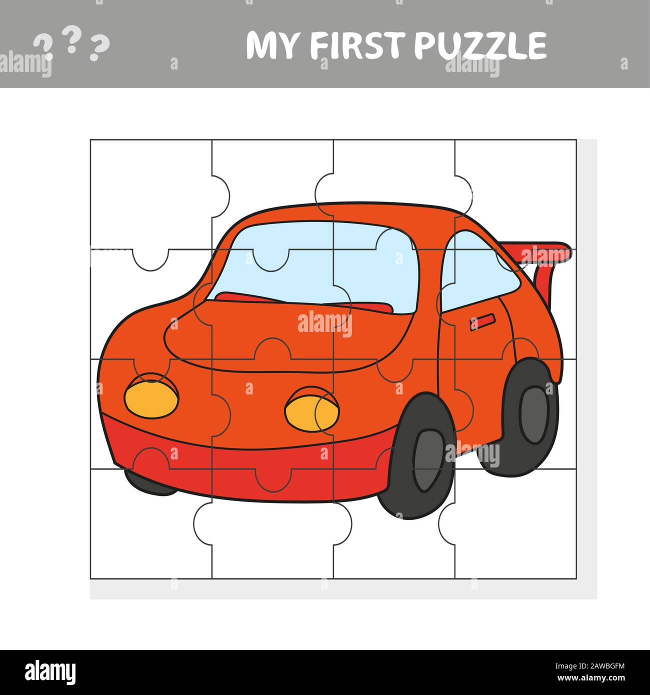 Dessin animé Illustration du jeu de Puzzle pour enfants d'âge préscolaire  avec voiture - Mon premier puzzle Image Vectorielle Stock - Alamy