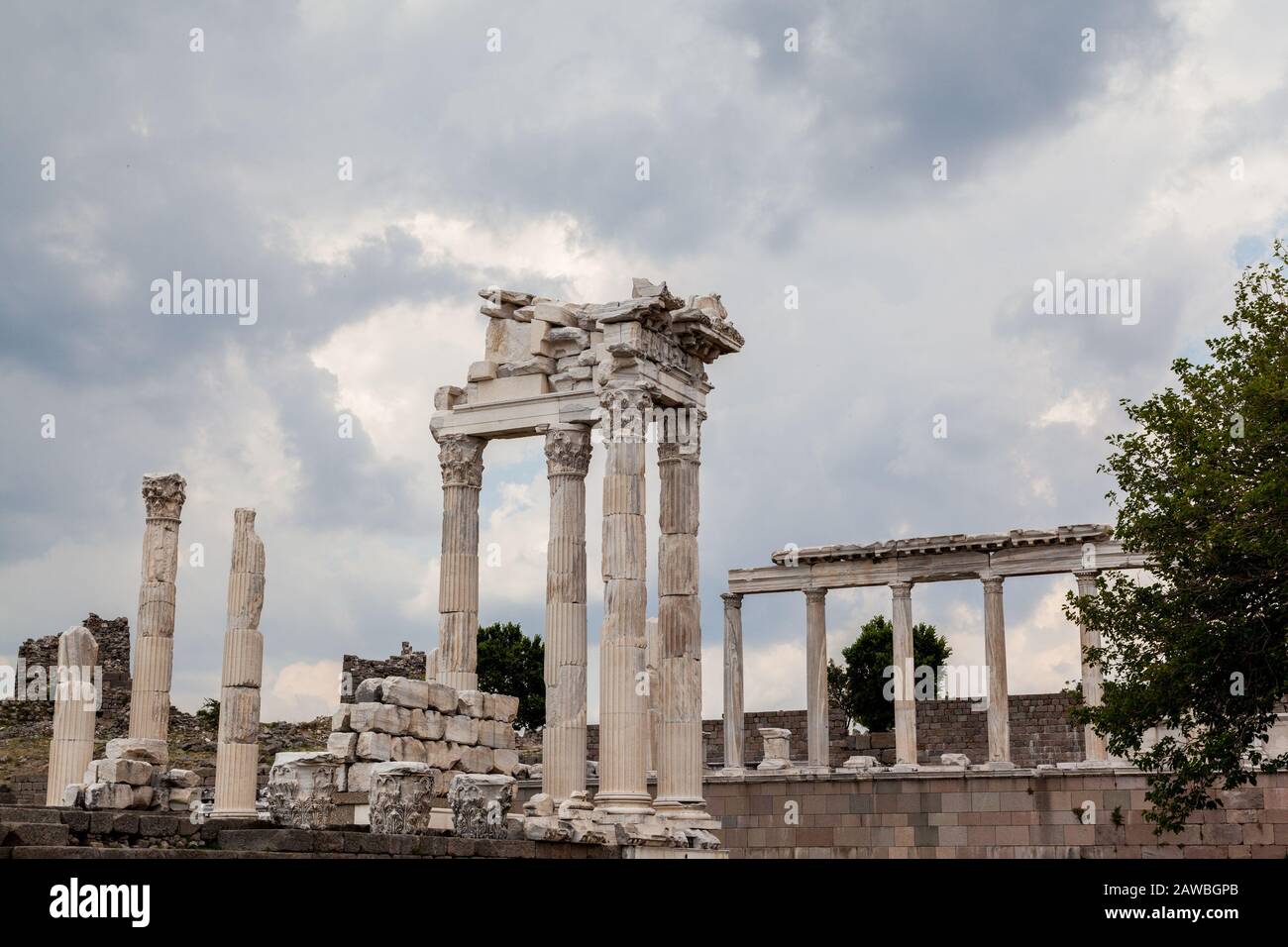 Acropole de Pergame, colonnes grecques anciennes à Bergama, Izmir, Turquie Banque D'Images