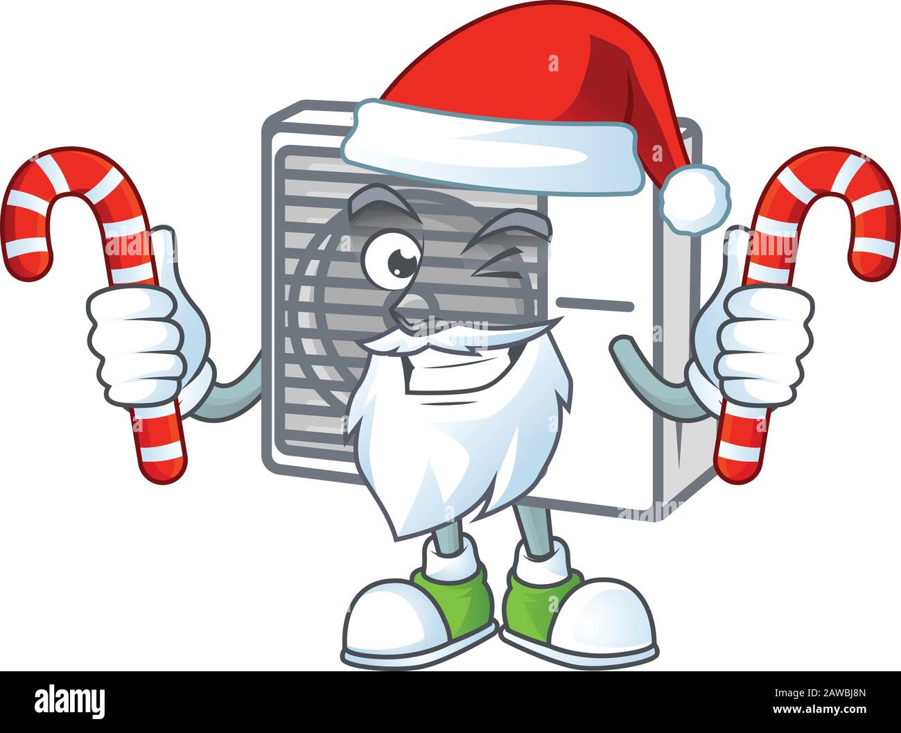 Style mascotte de dessin animé de climatiseur fendu en costume de Père Noël  avec bonbons Image Vectorielle Stock - Alamy