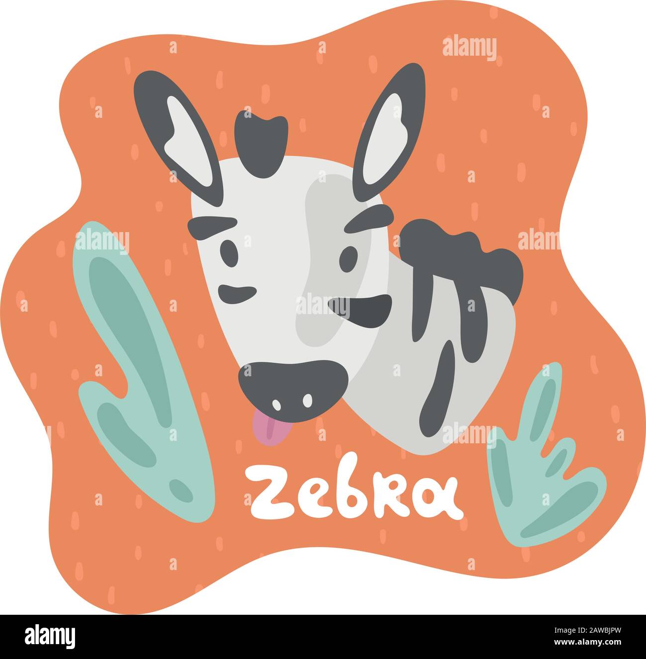 Un petit zèbre de bébé regarde à travers un buisson et voit étonnamment. Zèbre pour enfant à l'état plat. Zèbre de texte dans une bulle de discours orange. Images isolées Illustration de Vecteur