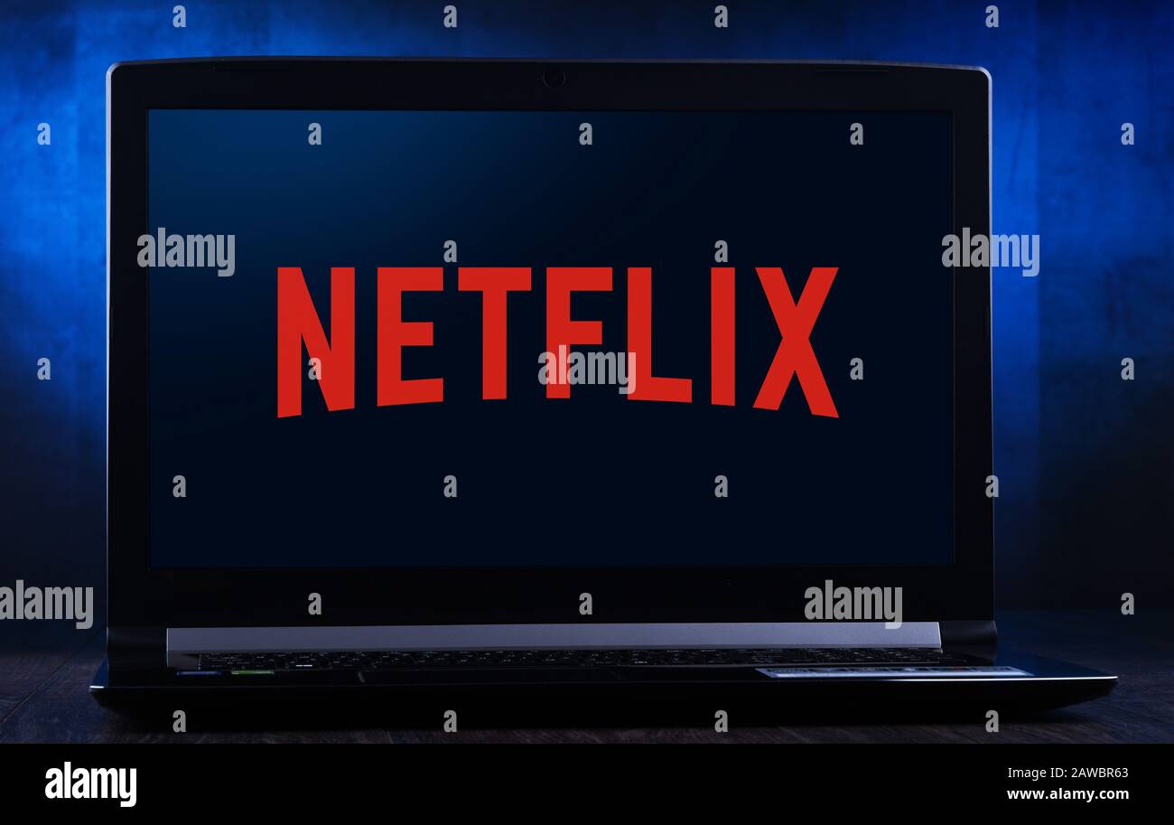 Poznan, POL - 14 NOVEMBRE 2019: Ordinateur portable affichant le logo de Netflix, un fournisseur américain de services de médias dont le siège social est situé à Los Gatos, Californie, États-Unis Banque D'Images