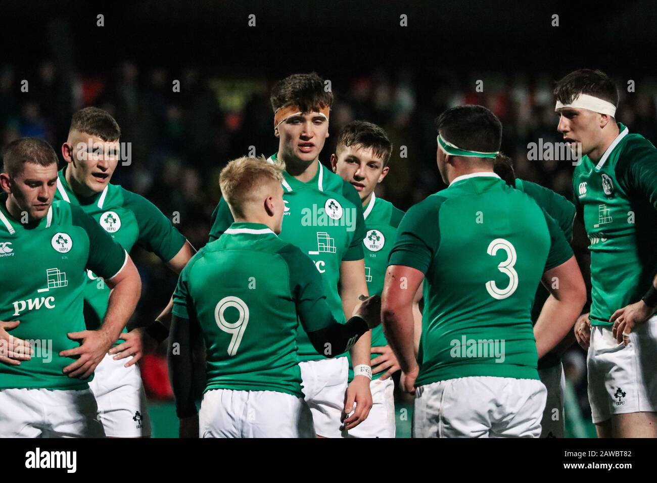 7 février 2020, Cork, Irlande: Moins de 20 nations se match entre l'Irlande (36) et le Pays de Galles (22) au parc indépendant irlandais. Banque D'Images