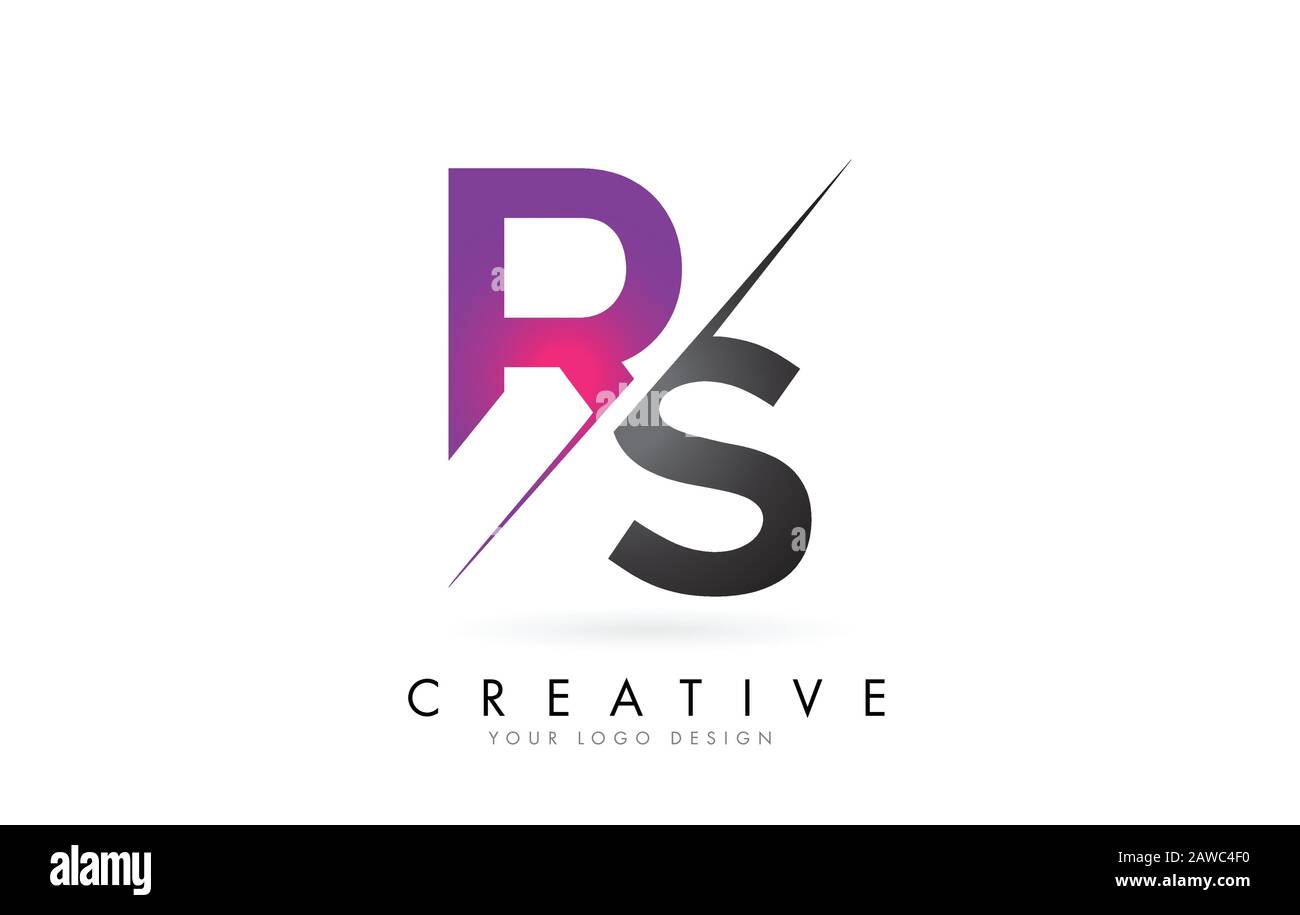 Logo RS R S lettre avec motif color block et découpe créative. Logo créatif. Illustration de Vecteur