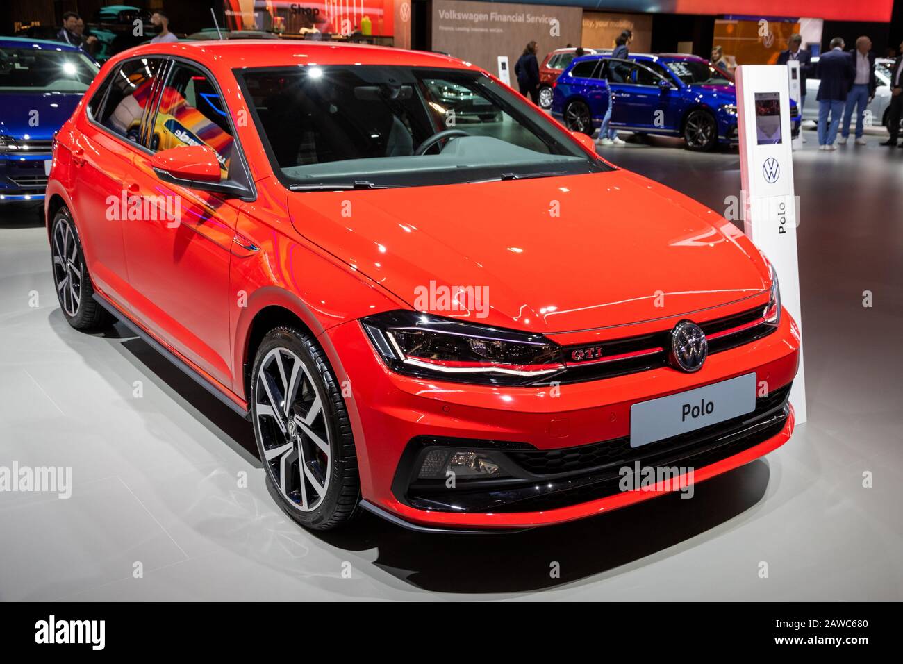 Bruxelles - 9 JANVIER 2020: Nouveau modèle de voiture Volkswagen Polo GTI présenté au salon automobile Bruxelles Autosalon 2020. Banque D'Images