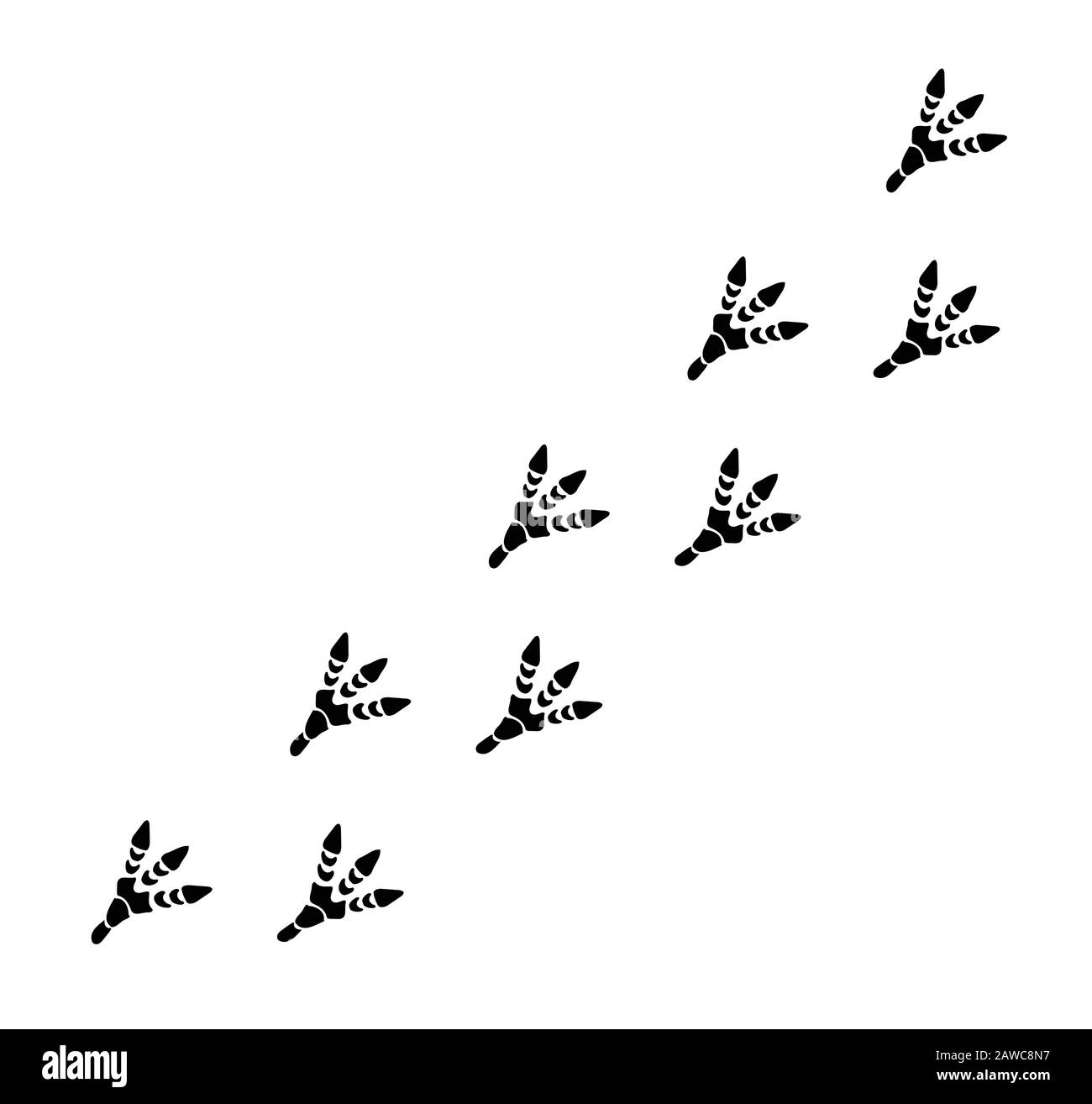 Silhouette de sentier à empreinte de dinosaure sur fond blanc Illustration de Vecteur