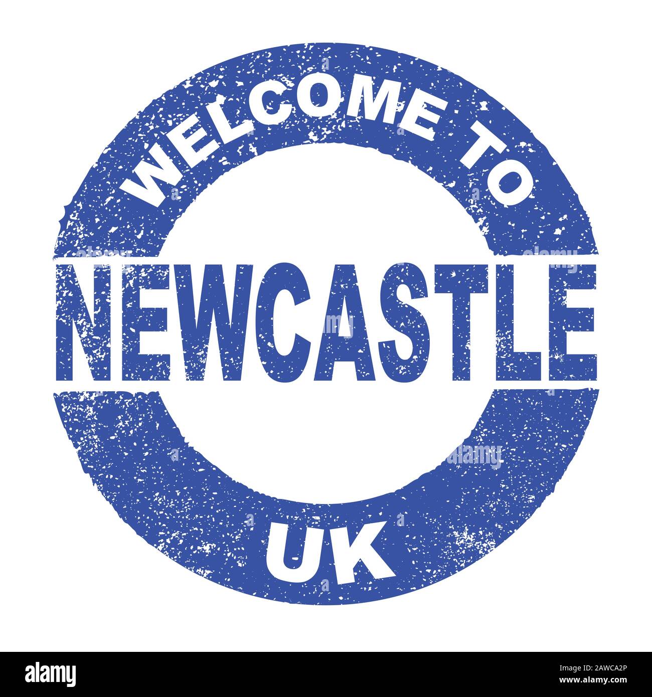 Un tampon d'encre en caoutchouc grunge avec le texte Bienvenue À Newcastle UK sur un fond blanc Illustration de Vecteur