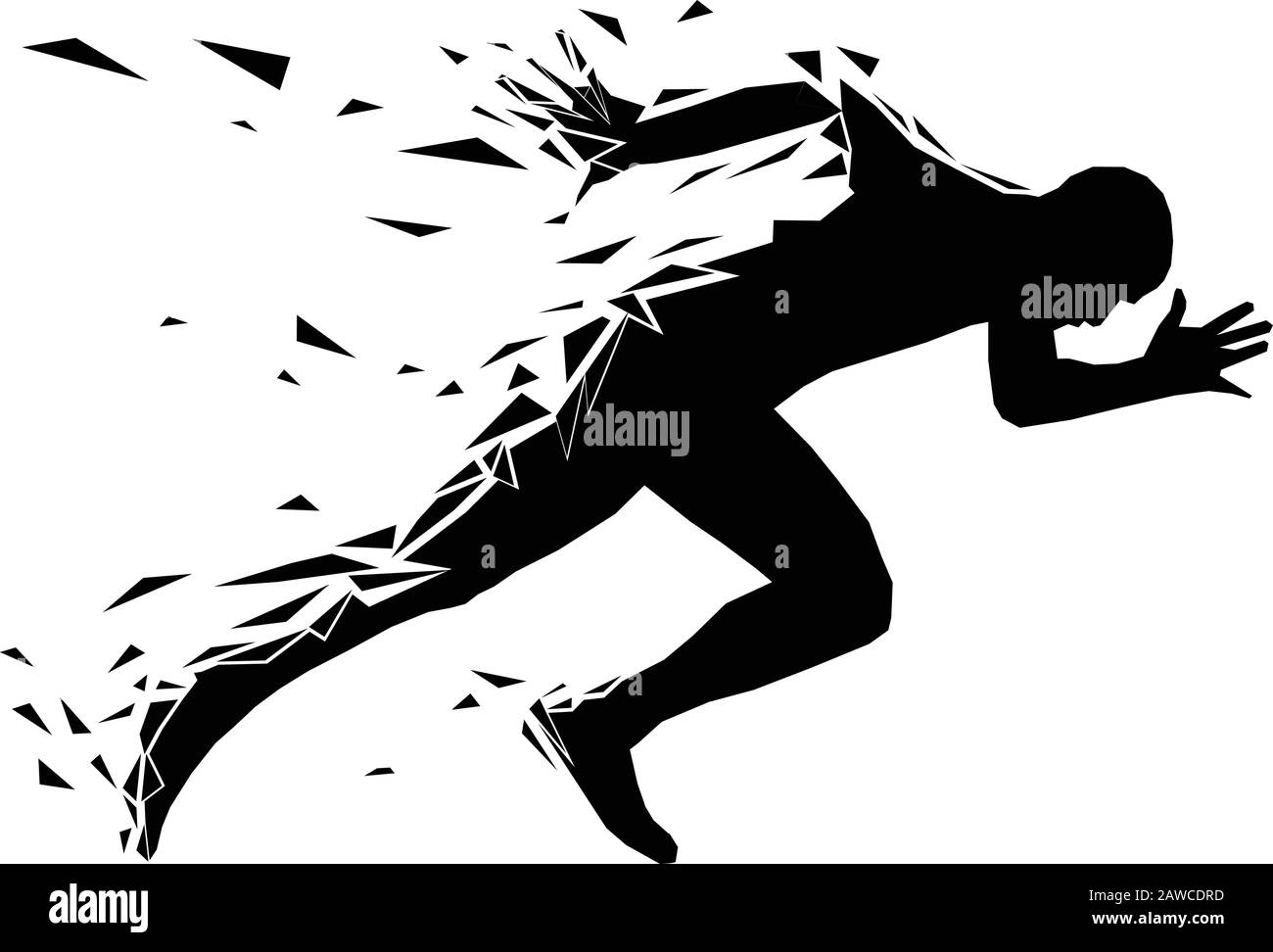 le coureur athlète commence à courir la silhouette noire Illustration de Vecteur