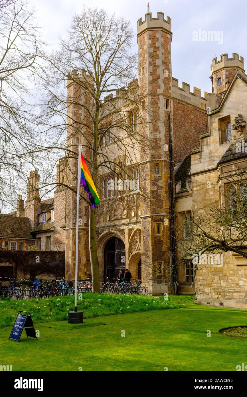 Trinity College, Université de Cambridge, célébrant le mois de l'histoire LGBT+. Banque D'Images