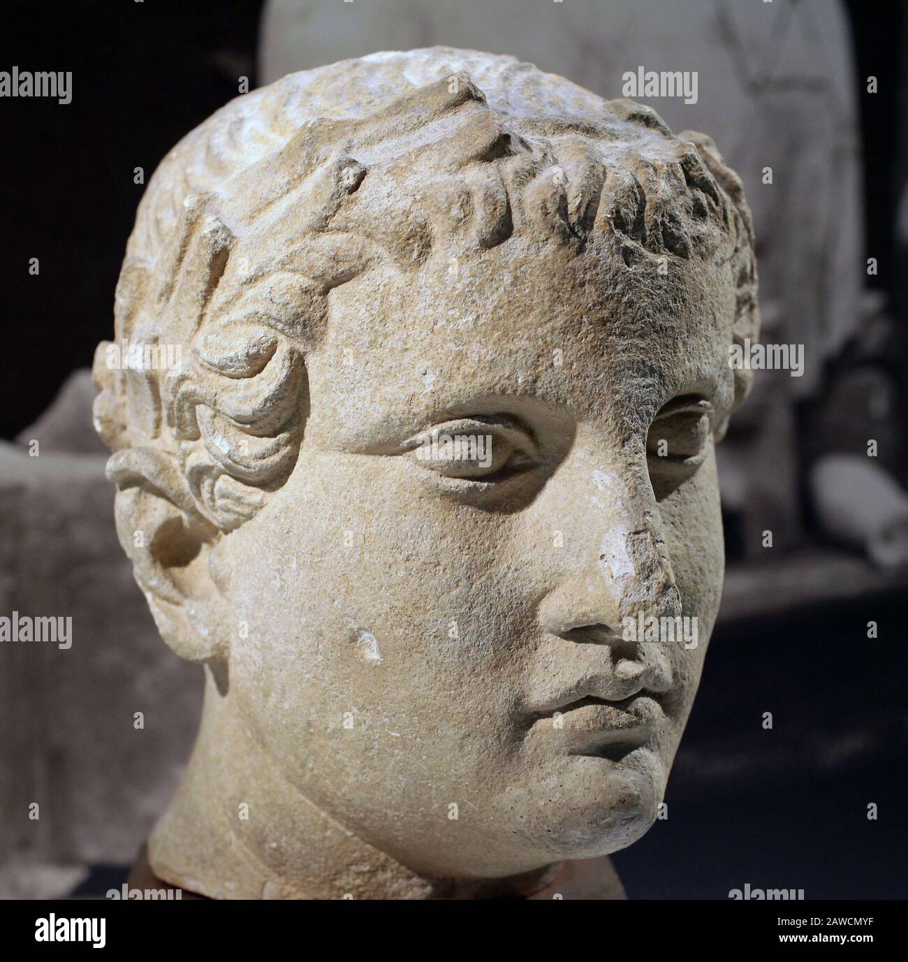 Statue-Portrait d'un jeune homme du 2ème-1ème siècle avant J.-C..Originaire de la collection Cesnola de Chypre.2ème-1ème siècle avant J.-C. Banque D'Images