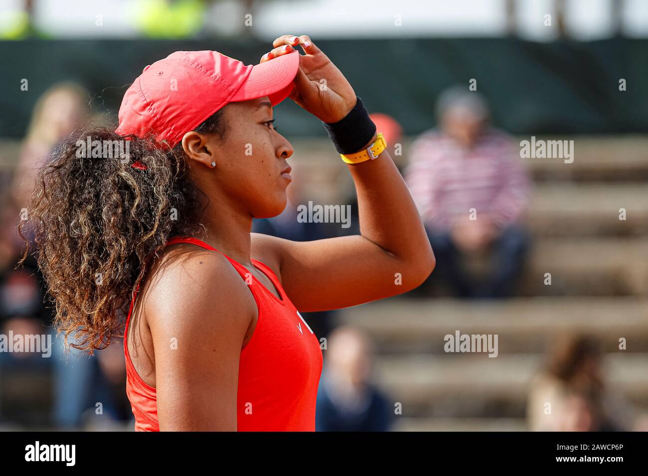 Carthagène, Espagne. 7 février 2020. Joueur espagnol, Sara Sorribes gagne à Naomi Osaka lors du premier match entre l'Espagne et l'équipe nationale du Japon pour FedCup BNP Paribas. Naomi Osaka pendant le match. Crédit: Abel F. ROS/Alay Live News Banque D'Images