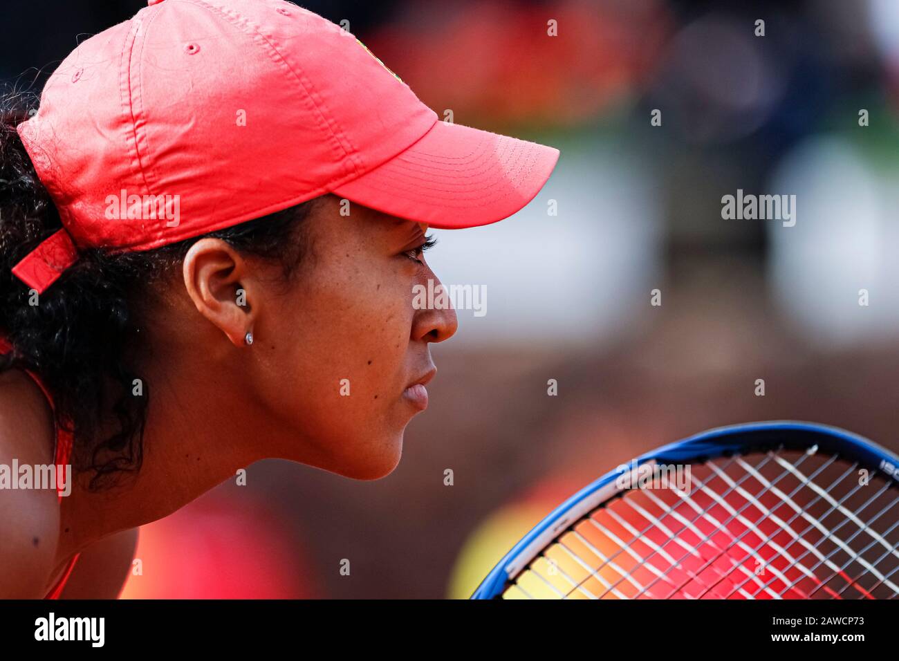 Carthagène, Espagne. 7 février 2020. Joueur espagnol, Sara Sorribes gagne à Naomi Osaka lors du premier match entre l'Espagne et l'équipe nationale du Japon pour FedCup BNP Paribas. Naomi Osaka pendant le match. Crédit: Abel F. ROS/Alay Live News Banque D'Images