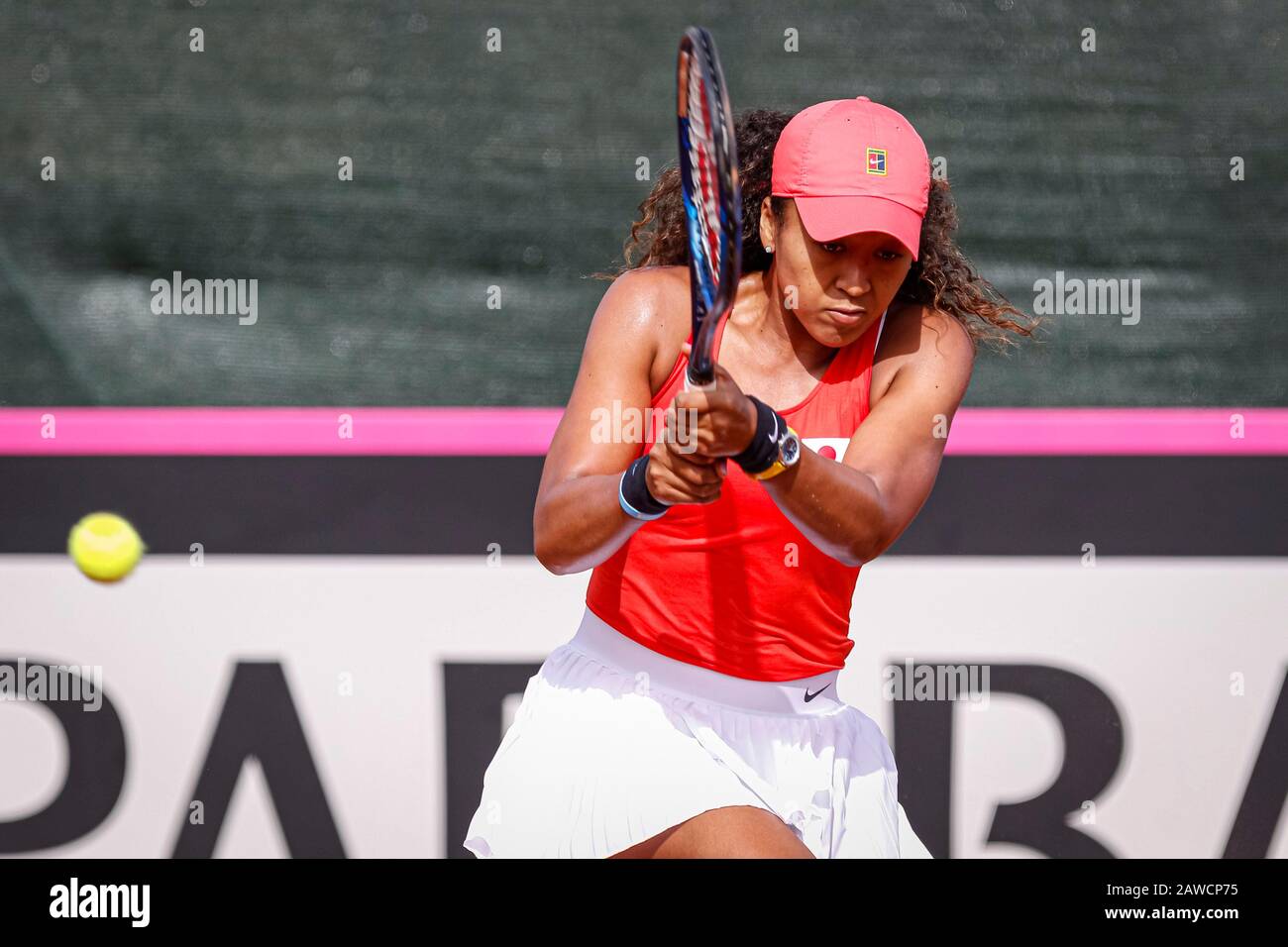 Carthagène, Espagne. 7 février 2020. Joueur espagnol, Sara Sorribes gagne à Naomi Osaka lors du premier match entre l'Espagne et l'équipe nationale du Japon pour FedCup BNP Paribas. Naomi Osaka pendant le match. Crédit: Abel F. ROS/Alay Live News Banque D'Images