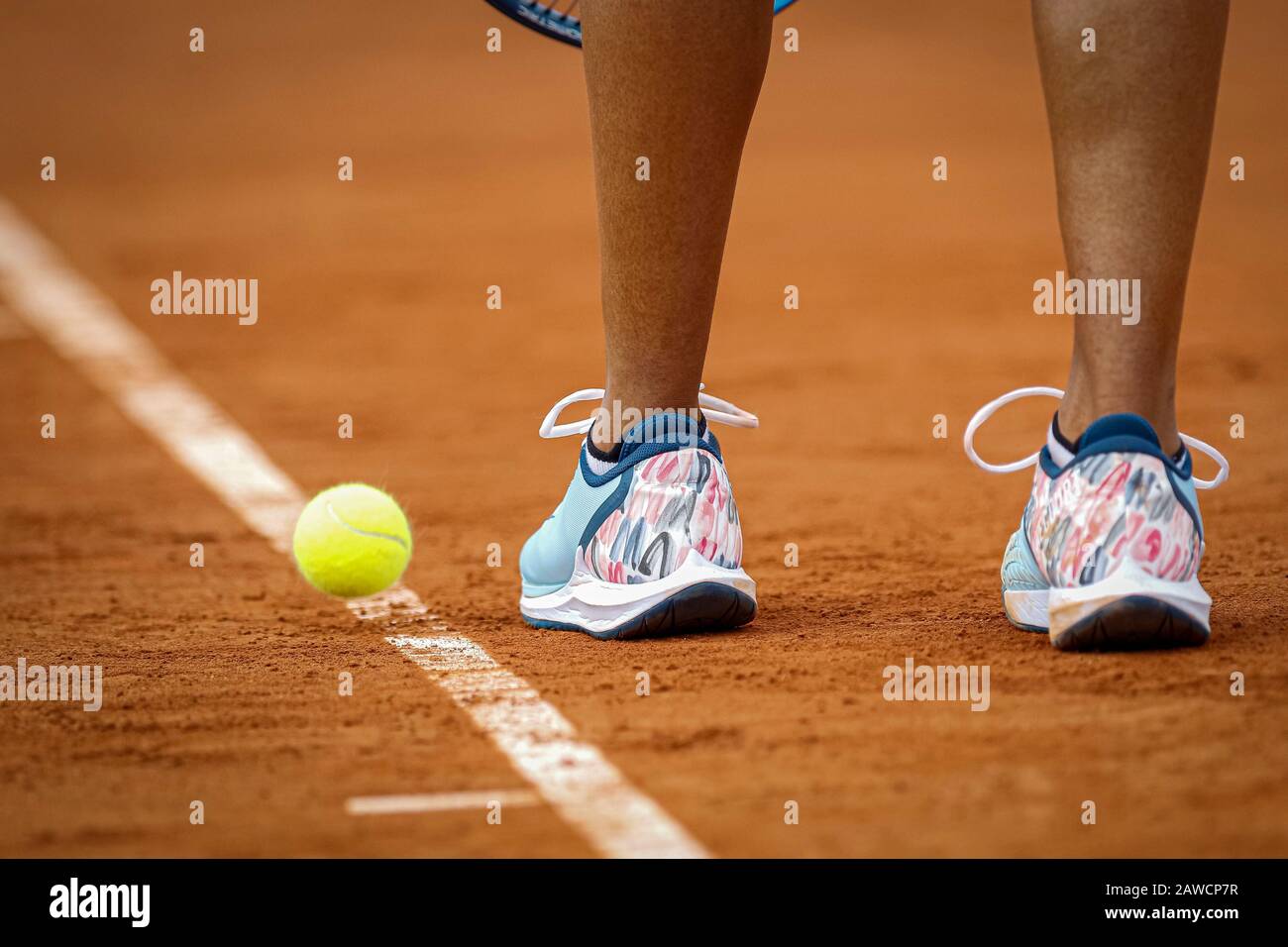 Carthagène, Espagne. 7 février 2020. Joueur espagnol, Sara Sorribes gagne à Naomi Osaka lors du premier match entre l'Espagne et l'équipe nationale du Japon pour FedCup BNP Paribas. Naomi Osaka pendant le match. Crédit: Abel F. ROS/Alay Live News Banque D'Images