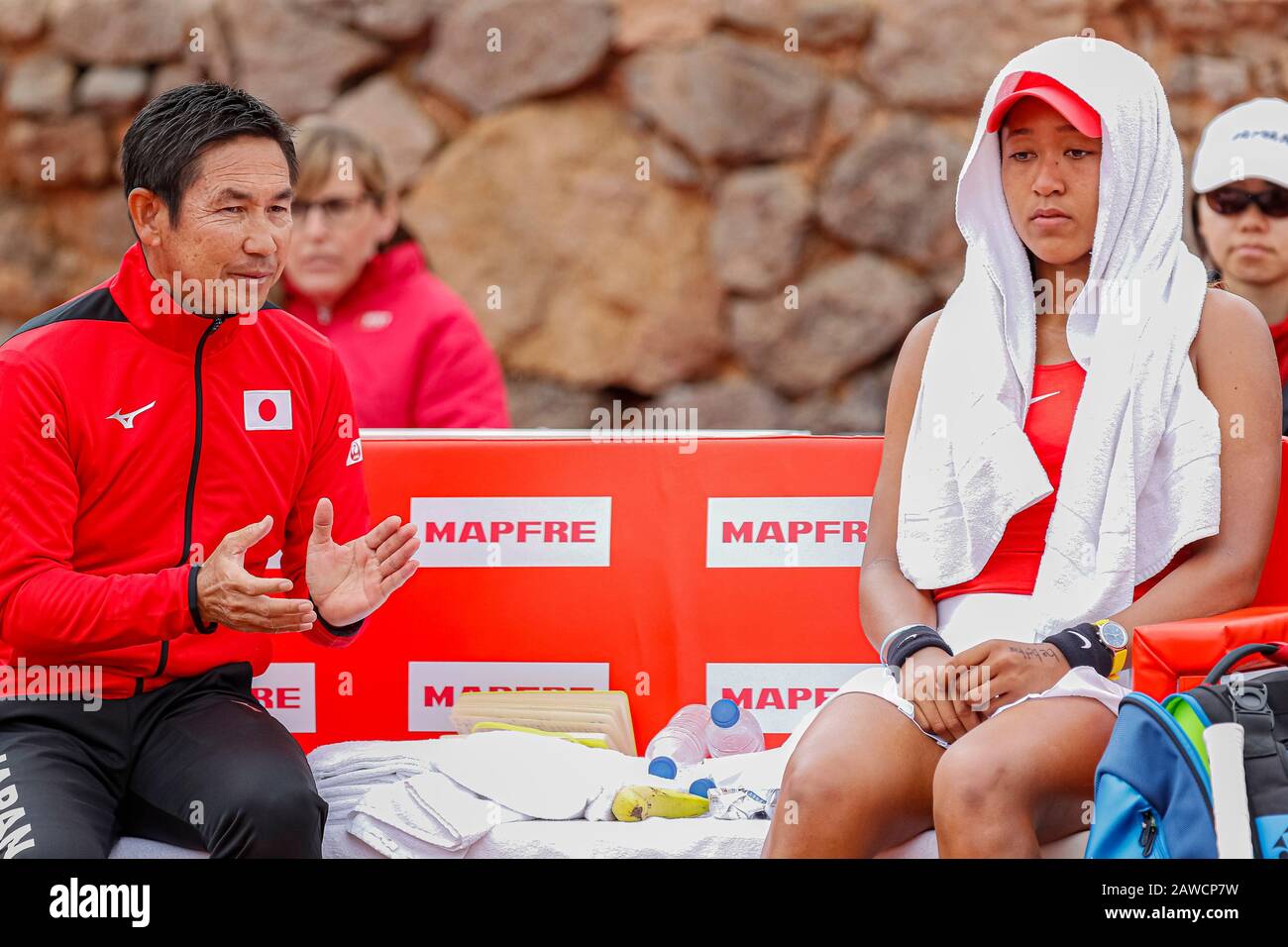 Carthagène, Espagne. 7 février 2020. Joueur espagnol, Sara Sorribes gagne à Naomi Osaka lors du premier match entre l'Espagne et l'équipe nationale du Japon pour FedCup BNP Paribas. Naomi Osaka pendant le match. Crédit: Abel F. ROS/Alay Live News Banque D'Images